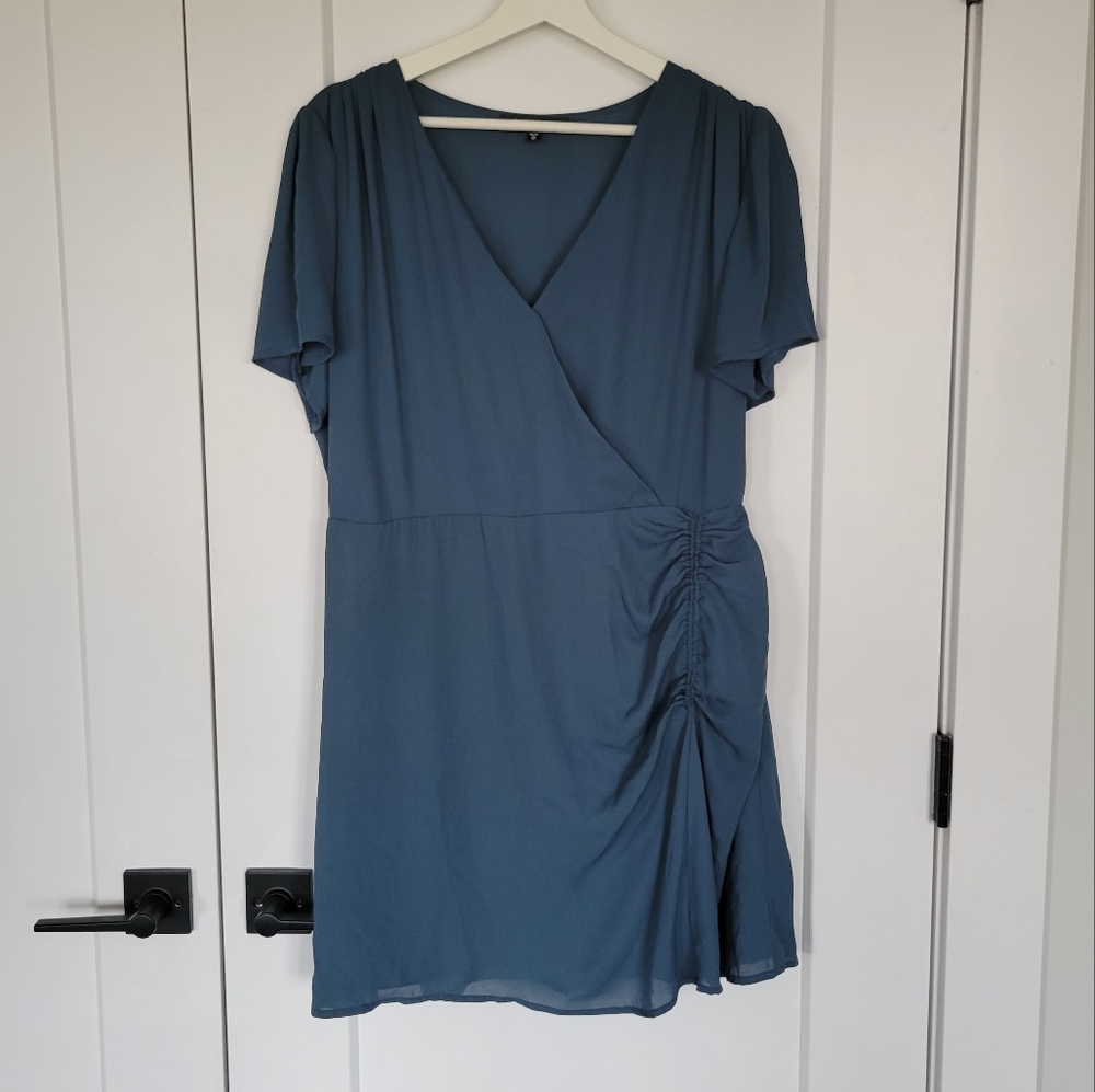 Faux Wrap Ruched Dress